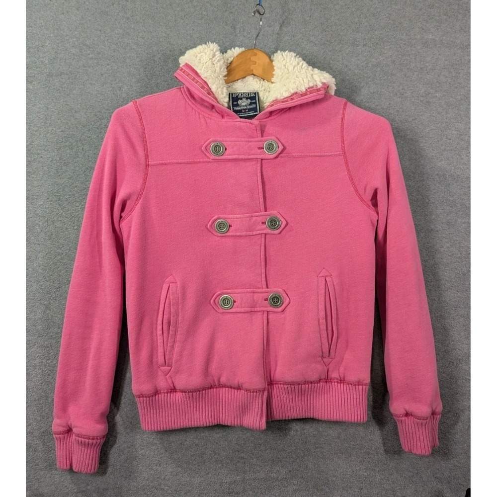 PINK Victoria's Secret Sherpa Lined Toggle Hoodie M Pink Sequin Dog Y2K Retro